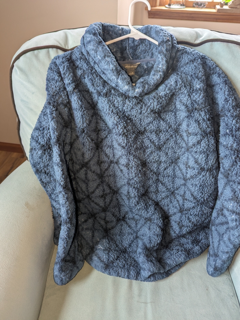 Eddie Bauer Blue Plush Cowl Neck Sweater